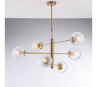 Lampadario Contemporaneo Demetra Metallo Bronzo 6 Luci E14