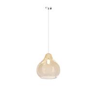 Lampadario Contemporaneo Dress Metallo Cromo Vetro Grande Ambra 1 Luce E27