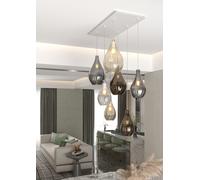 Lampadario Contemporaneo Drop 2.0 Metallo Bianco Vetro Multicolor 7 Luci E27