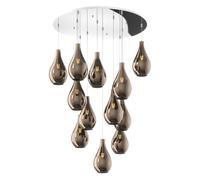 Lampadario Contemporaneo Drop 2.0 Metallo Cromo Vetro Bronzo 12 Luci E27