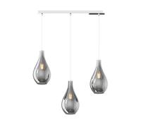 Lampadario Contemporaneo Drop 2.0 Metallo Cromo Vetro Fumè 3 Luci E27