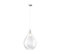 Lampadario Contemporaneo Drop 2.0 Metallo Cromo Vetro Grande Trasp 1 Luce E27