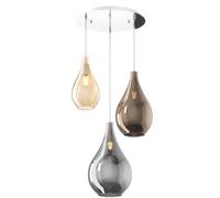 Lampadario Contemporaneo Drop 2.0 Metallo Cromo Vetro Multicolor 3 Luci E27