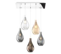 Lampadario Contemporaneo Drop 2.0 Metallo Cromo Vetro Multicolor 5 Luci E27
