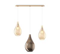 Lampadario Contemporaneo Drop 2.0 Metallo Ottone Vetro Ambra-Bronzo 3 Luci E27