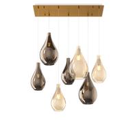 Lampadario Contemporaneo Drop 2.0 Metallo Ottone Vetro Ambra-Bronzo 7 Luci E27