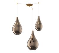 Lampadario Contemporaneo Drop 2.0 Metallo Ottone Vetro Bronzo 3 Luci E27