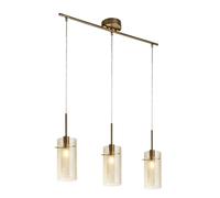 Lampadario Contemporaneo Duetto 3 Acciaio Ottone Vetro 3 Luci E14