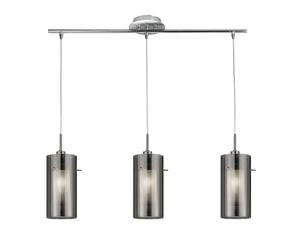 Lampadario Contemporaneo Duo 2 Acciaio Cromo Vetro 3 Luci E14