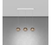Lampadario Contemporaneo Eclipse Metallo Bianco Vetro Bronzo 3 Luci G9