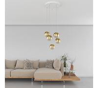 Lampadario Contemporaneo Eclipse Metallo Bianco Vetro Oro 4 Luci G9