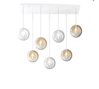 Lampadario Contemporaneo Eclipse Metallo Bianco Vetro Trasp-Ambra 7 Luci G9