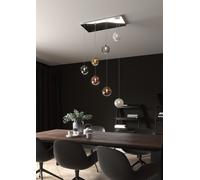 Lampadario Contemporaneo Eclipse Metallo Cromo Vetro Multicolor 7 Luci G9