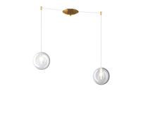 Lampadario Contemporaneo Eclipse Metallo Ottone Vetro Bianco-Trasp 2 Luci G9