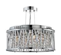 Lampadario Contemporaneo Elisa Acciaio Cromo Vetro 3 Luci G9