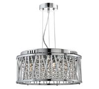 Lampadario Contemporaneo Elisa Acciaio Cromo Vetro 4 Luci G9