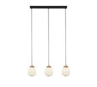 Lampadario Contemporaneo Ella Acciaio Bianco Vetro Nero 3 Luci E14