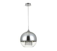 Lampadario Contemporaneo Fermi Metallo Nichel 1 Luce Diffusori Vetro Trasparente
