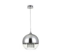 Lampadario Contemporaneo Fermi Metallo Nichel 1 Luce Diffusori Vetro Trasparente