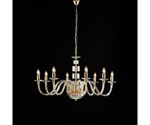 Lampadario Contemporaneo Franz Cristallo Metallo Oro 8 Luci E14