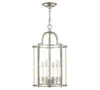 Lampadario Contemporaneo Gentry Acciaio Nichel Lucido Vetro 6 Luci E14