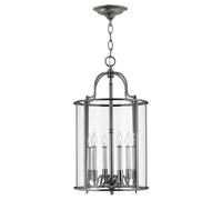 Lampadario Contemporaneo Gentry Acciaio Peltro Vetro 6 Luci E14