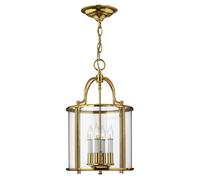 Lampadario Contemporaneo Gentry Ottone Lucido Vetro 4 Luci E14