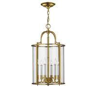 Lampadario Contemporaneo Gentry Ottone Lucido Vetro 6 Luci E14