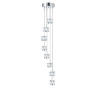 Searchlight Lampada a sospensione Ice Cube LED, a 8 luci, cromo, vetro cristallo Searchlight