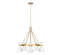 Lampadario Contemporaneo Joan Acciaio Bianco Opaco Ottone Brunito 5 Luci E27