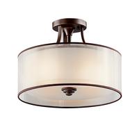 Lampadario Contemporaneo Lacey Acciaio Bronzo Antico Tessuto 3 Luci E27