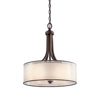 Lampadario Contemporaneo Lacey Acciaio Bronzo Antico Tessuto 4 Luci E27