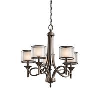 Lampadario Contemporaneo Lacey Acciaio Bronzo Antico Tessuto 5 Luci E14