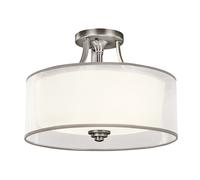 Lampadario Contemporaneo Lacey Acciaio Peltro Antico Tessuto 3 Luci E27