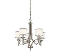 Lampadario Contemporaneo Lacey Acciaio Peltro Antico Tessuto 5 Luci E14