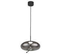 Lampadario Contemporaneo Lisbona Acciaio Cromo Vetro Nero Led 6W 2700K