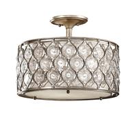 Lampadario Contemporaneo Lucia Acciaio Argento Brunito Cristallo 3 Luci E27