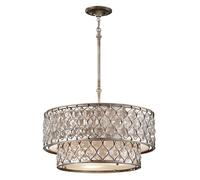 Lampadario Contemporaneo Lucia Acciaio Argento Brunito Cristallo 6 Luci E27