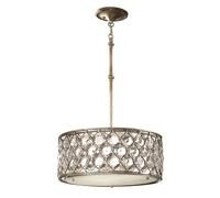 Lampadario Contemporaneo Lucia In Acciaio Argento Brunito Cristallo 3 Luci E27