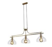 Lampadario Contemporaneo Margherita Acciaio Ottone Vetro 3 Luci E27