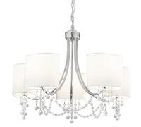 Lampadario Contemporaneo Nina Acciaio Cromo Tessuto Bianco 5 Luci E14