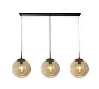 Lampadario Contemporaneo Punch Acciaio Nero Vetro 3 Luci E27