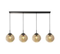 Lampadario Contemporaneo Punch Acciaio Nero Vetro 4 Luci E27
