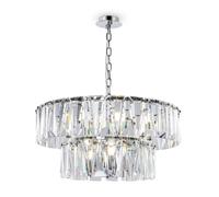 Lampadario Contemporaneo Puntes Metallo Cromo 12 Luci Diffusori