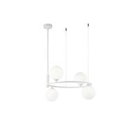 Lampadario Contemporaneo Ring Metallo Bianco 4 Luci E Diffusori Bianchi