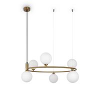 Lampadario Contemporaneo Ring Struttura E Rosone Metallo Ottone 6 Luci