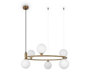 Lampadario Contemporaneo Ring Struttura E Rosone Metallo Ottone 6 Luci