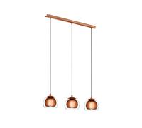 Lampadario Contemporaneo Rocamar 3 Luci Acciaio Rame