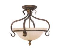 Lampadario Contemporaneo Sonoma Valley Acciaio Marrone Antico Vetro 3 E27