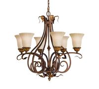 Lampadario Contemporaneo Sonoma Valley Acciaio Marrone Antico Vetro 6 Luci E27